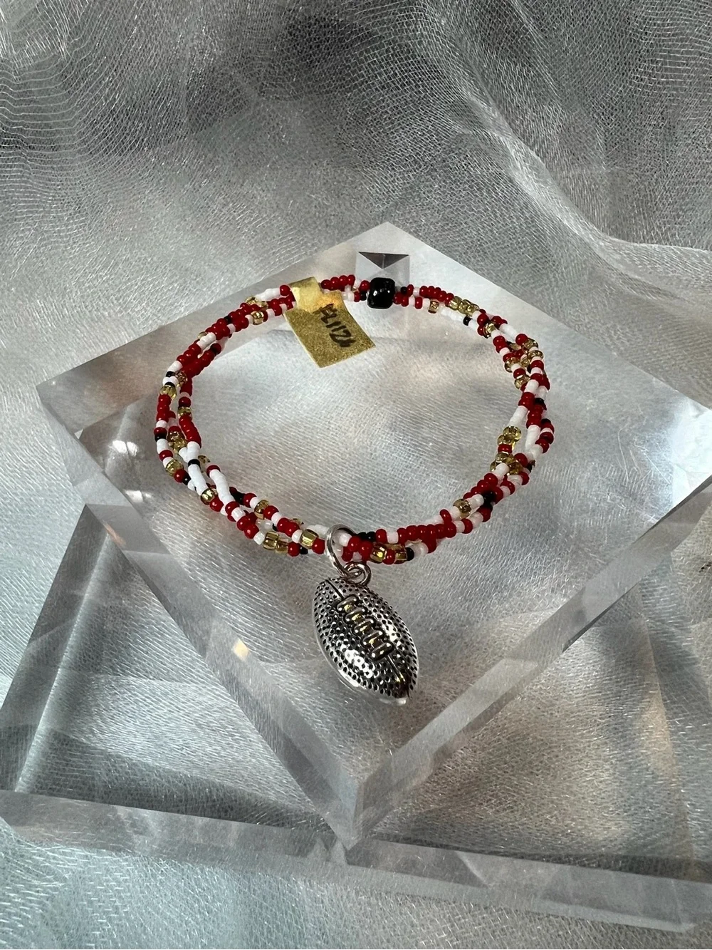 San Francisco 49ers Colors Football Charm Seed Bead Bracelet Unisex (FL1126)